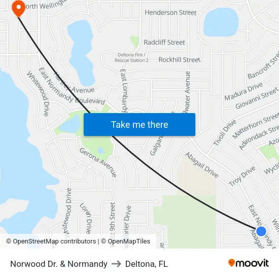Norwood Dr. & Normandy to Deltona, FL map