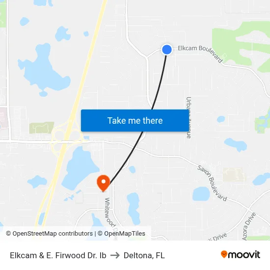 Elkcam & E. Firwood Dr. Ib to Deltona, FL map