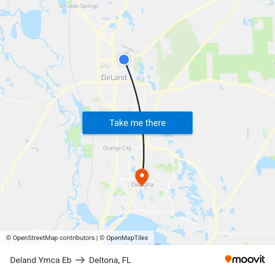 Deland Ymca Eb to Deltona, FL map