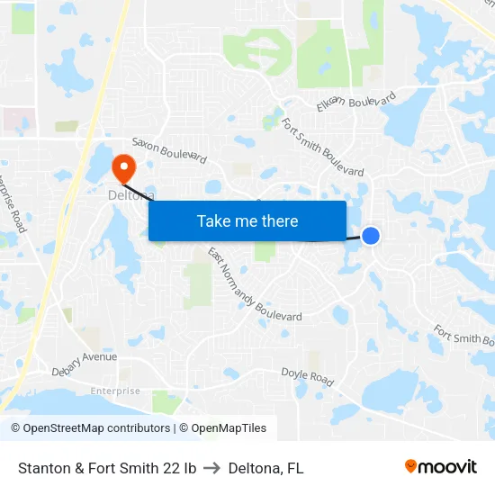 Stanton & Fort Smith 22 Ib to Deltona, FL map