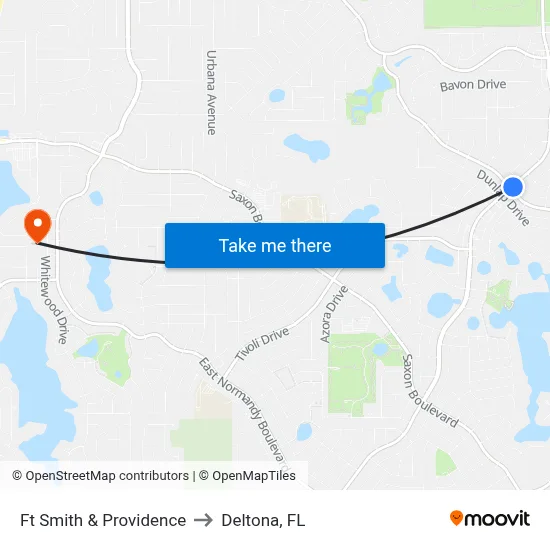 Ft Smith & Providence to Deltona, FL map