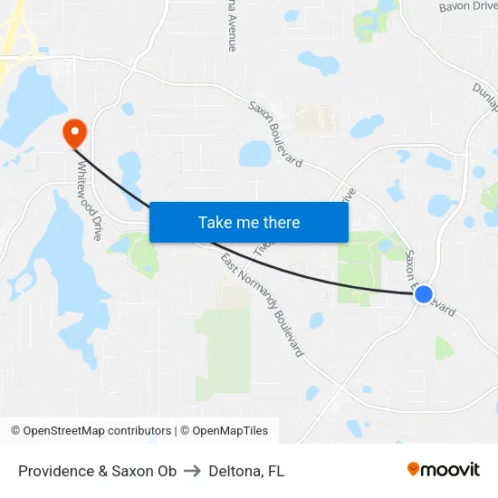 Providence & Saxon Ob to Deltona, FL map