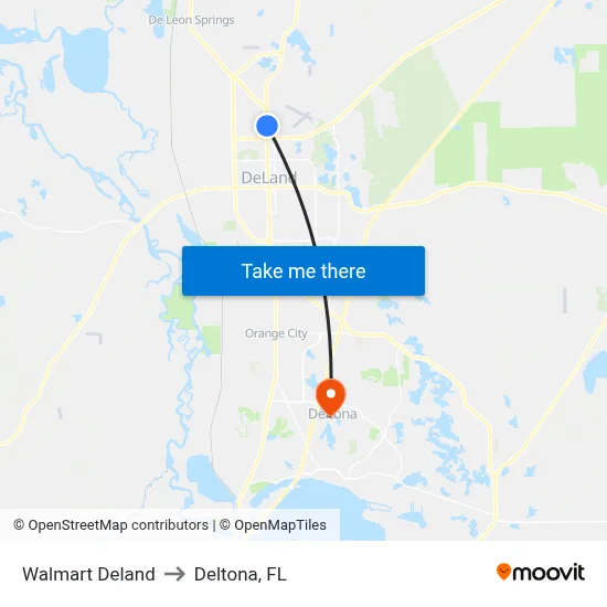 Walmart Deland to Deltona, FL map
