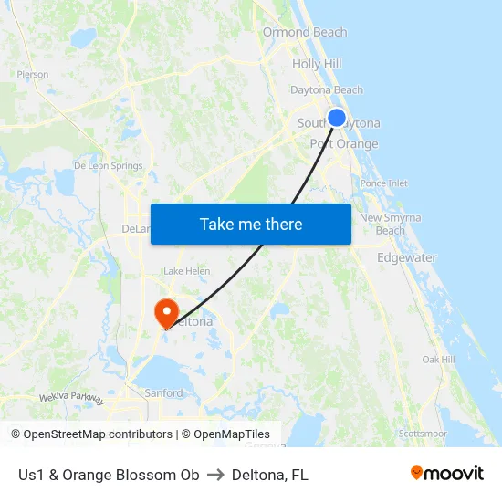 Us1 & Orange Blossom Ob to Deltona, FL map