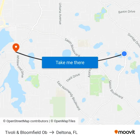 Tivoli & Bloomfield Ob to Deltona, FL map