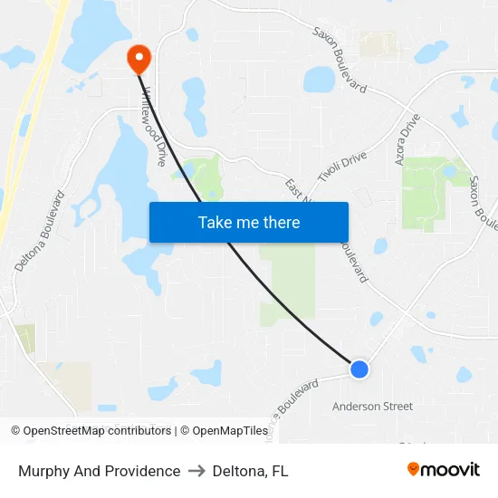 Murphy And Providence to Deltona, FL map