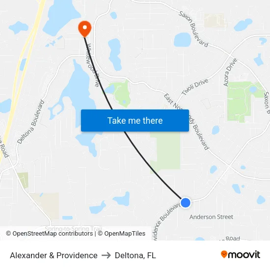 Alexander & Providence to Deltona, FL map