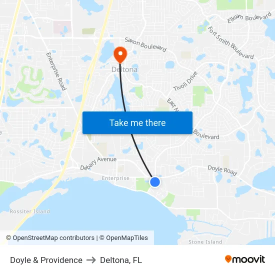 Doyle & Providence to Deltona, FL map