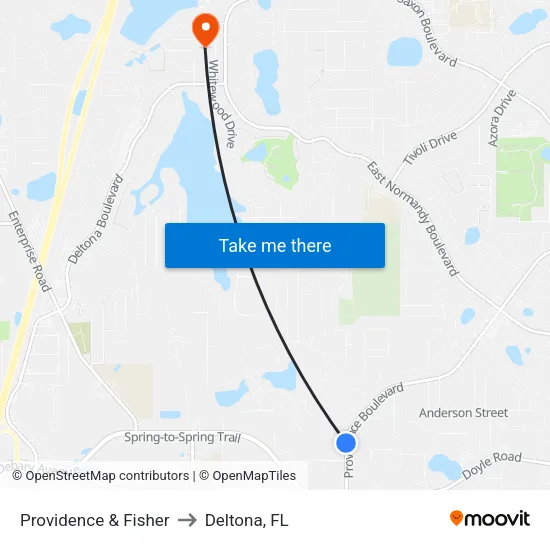 Providence & Fisher to Deltona, FL map
