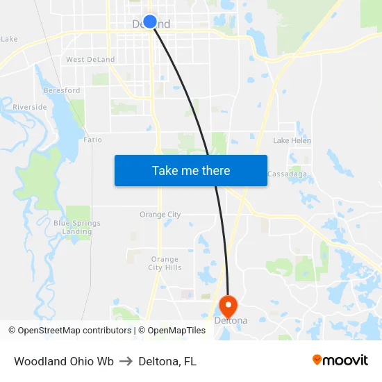 Woodland  Ohio Wb to Deltona, FL map