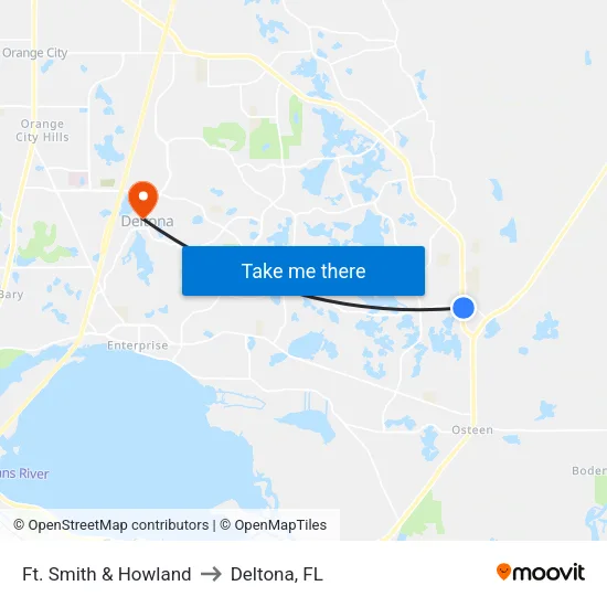 Ft. Smith & Howland to Deltona, FL map