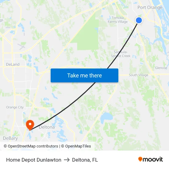 Home Depot  Dunlawton to Deltona, FL map