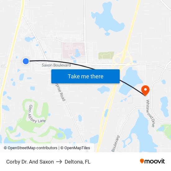 Corby Dr. And Saxon to Deltona, FL map