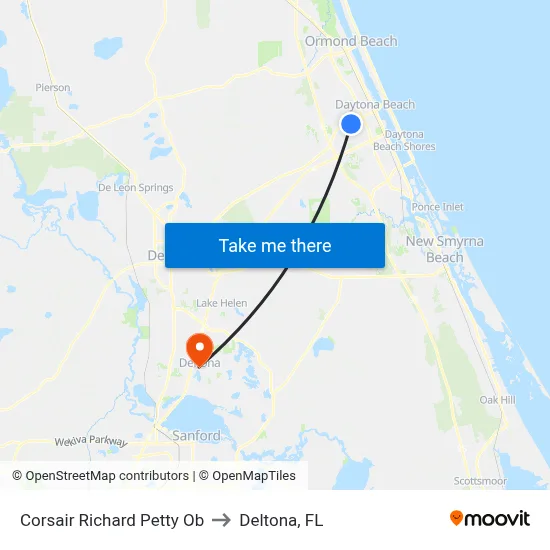 Corsair   Richard Petty Ob to Deltona, FL map
