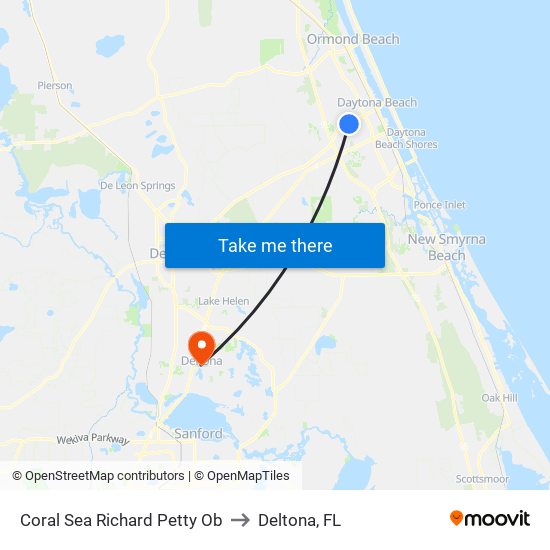 Coral Sea   Richard Petty Ob to Deltona, FL map