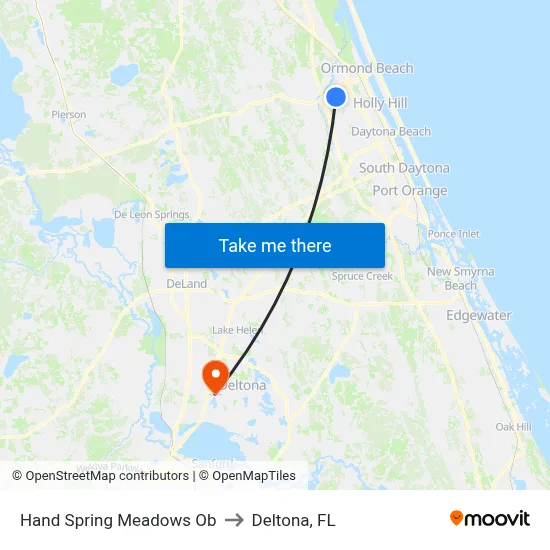 Hand   Spring Meadows Ob to Deltona, FL map