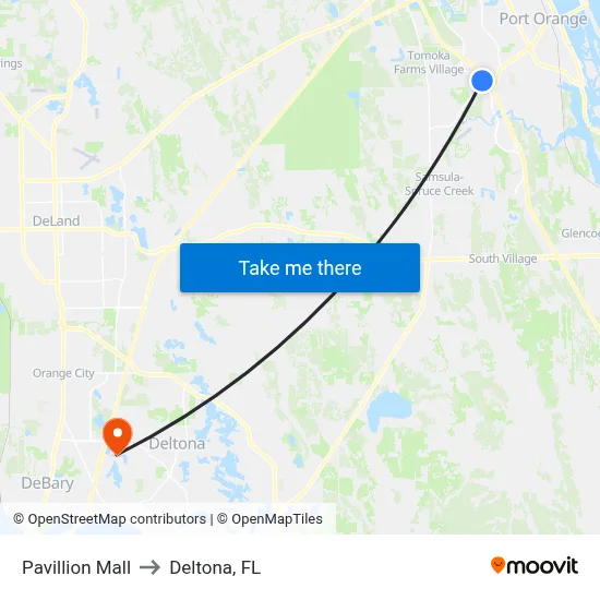 Pavillion Mall to Deltona, FL map