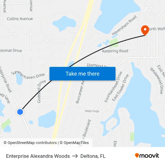 Enterprise   Alexandra Woods to Deltona, FL map