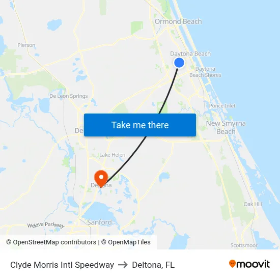 Clyde Morris  Intl Speedway to Deltona, FL map
