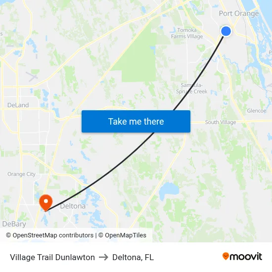 Village Trail  Dunlawton to Deltona, FL map