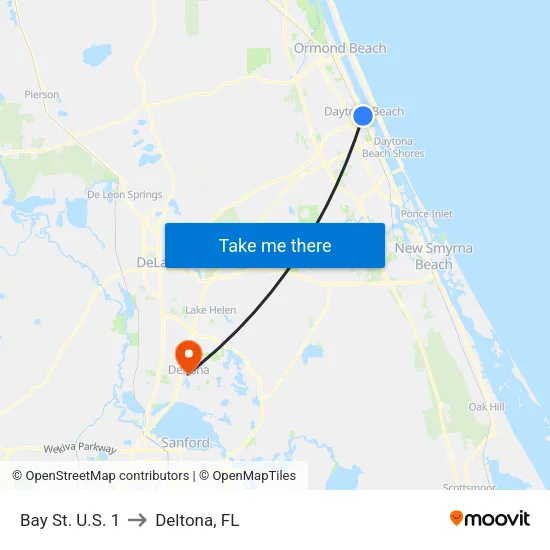 Bay St.  U.S. 1 to Deltona, FL map