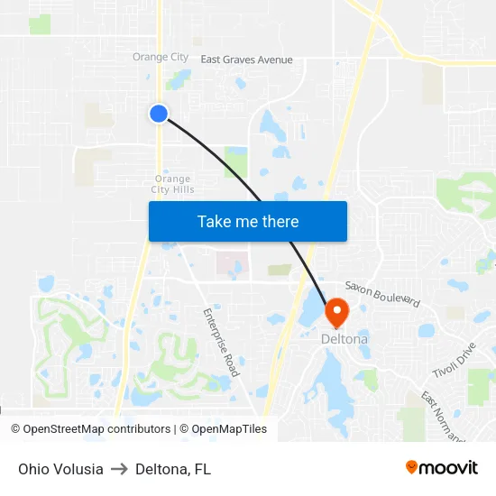 Ohio  Volusia to Deltona, FL map