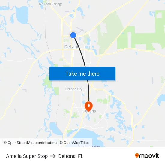 Amelia Super Stop to Deltona, FL map