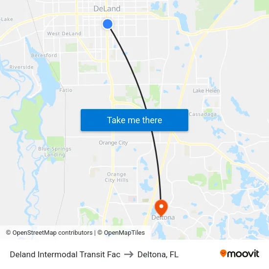 Deland Intermodal Transit Fac to Deltona, FL map