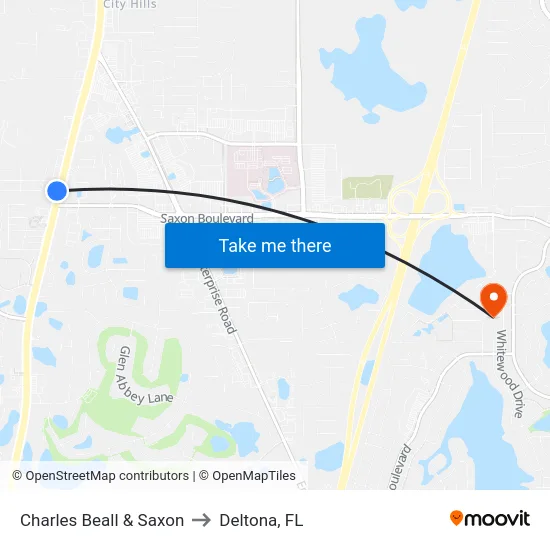 Charles Beall & Saxon to Deltona, FL map