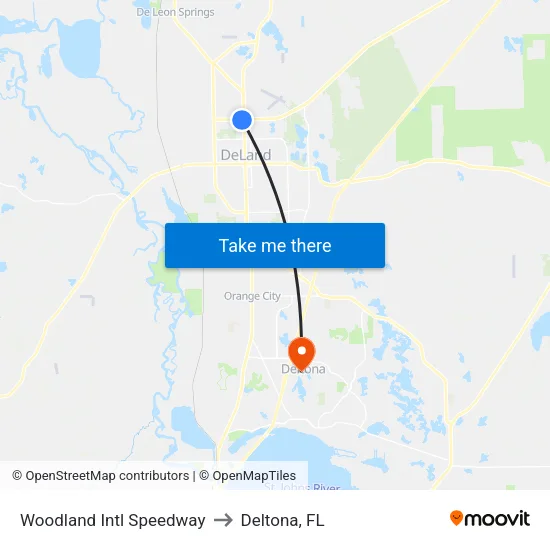 Woodland  Intl Speedway to Deltona, FL map