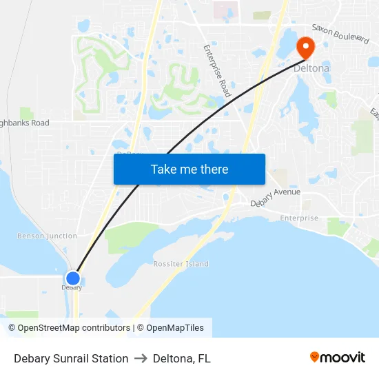 Debary Sunrail Station to Deltona, FL map