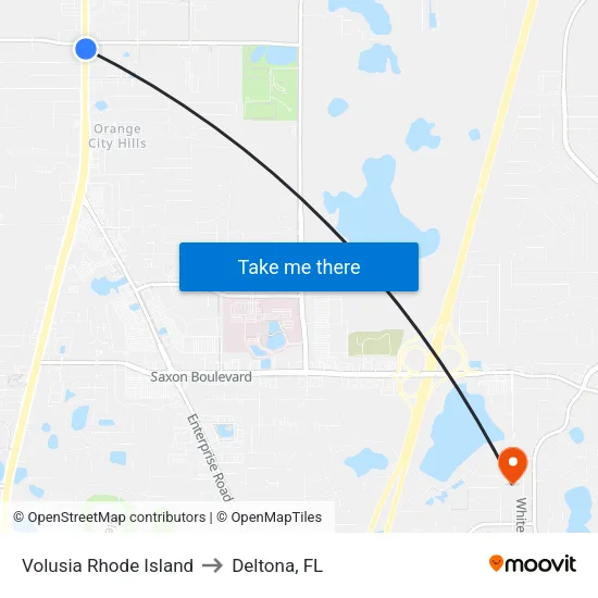 Volusia  Rhode Island to Deltona, FL map