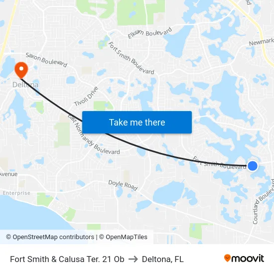 Fort Smith & Calusa Ter. 21 Ob to Deltona, FL map