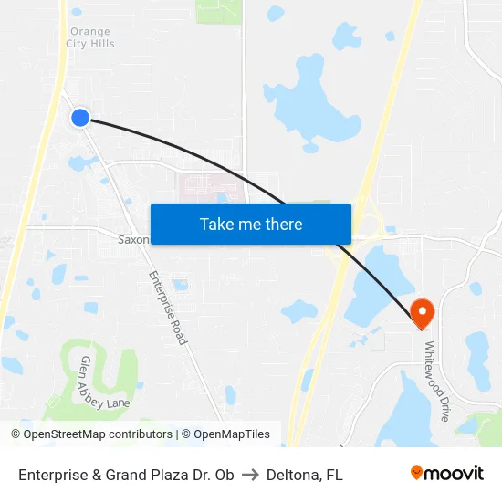 Enterprise & Grand Plaza Dr. Ob to Deltona, FL map