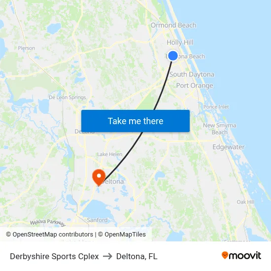 Derbyshire Sports Cplex to Deltona, FL map