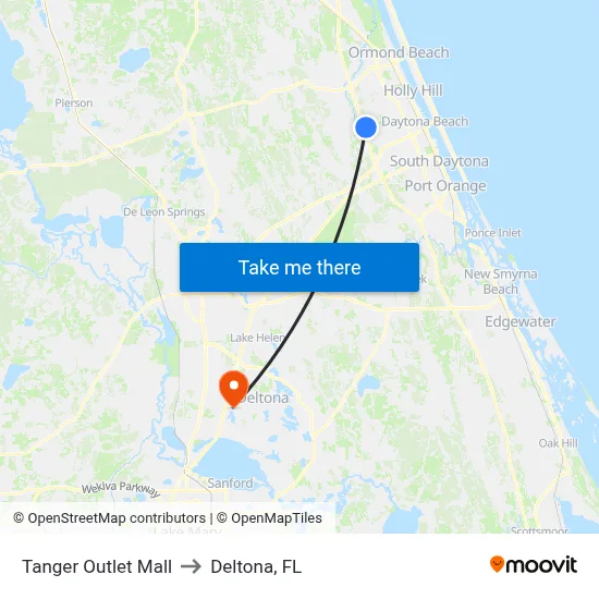 Tanger Outlet Mall to Deltona, FL map