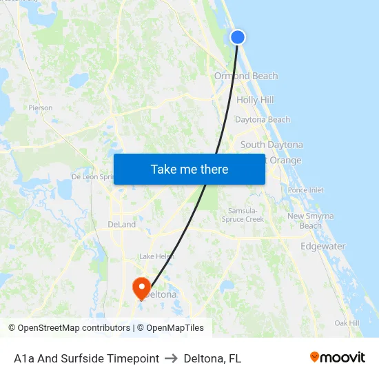 A1a And Surfside Timepoint to Deltona, FL map