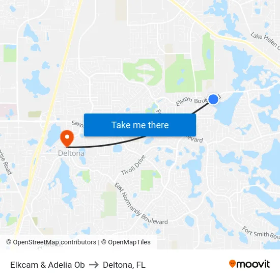 Elkcam & Adelia Ob to Deltona, FL map