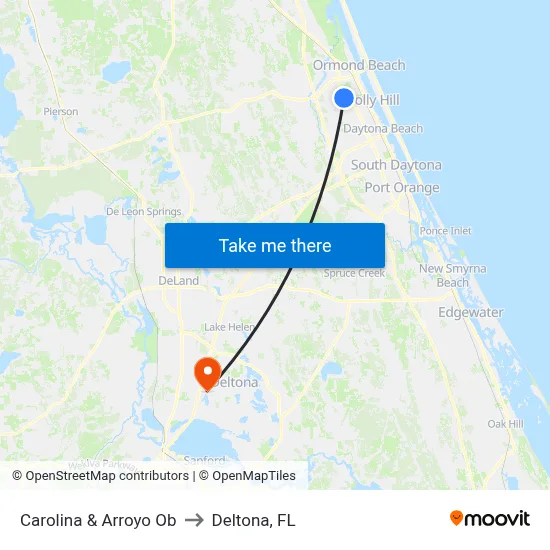 Carolina & Arroyo Ob to Deltona, FL map