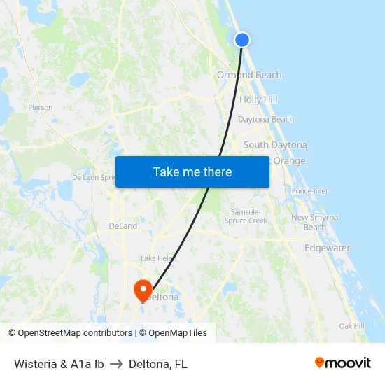 Wisteria & A1a Ib to Deltona, FL map