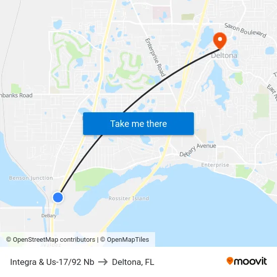 Integra & Us-17/92 Nb to Deltona, FL map