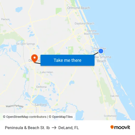 Peninsula & Beach St. Ib to DeLand, FL map