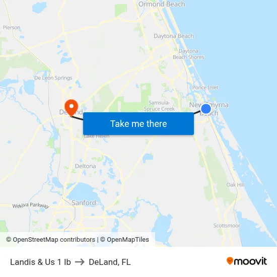 Landis & Us 1 Ib to DeLand, FL map