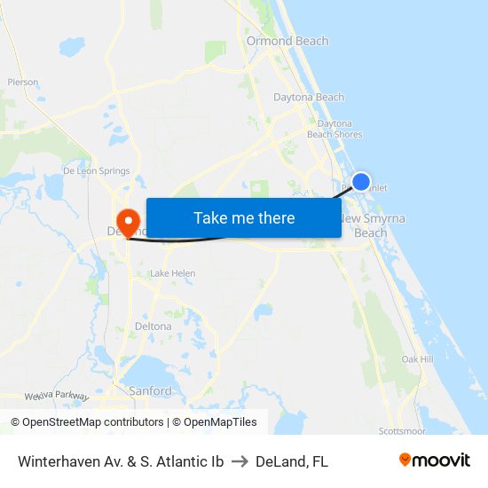 Winterhaven Av. & S. Atlantic Ib to DeLand, FL map