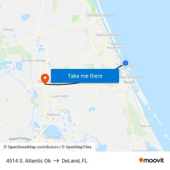 4514 S. Atlantic Ob to DeLand, FL map