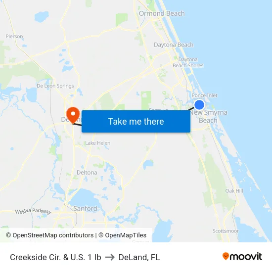 Creekside Cir. & U.S. 1 Ib to DeLand, FL map