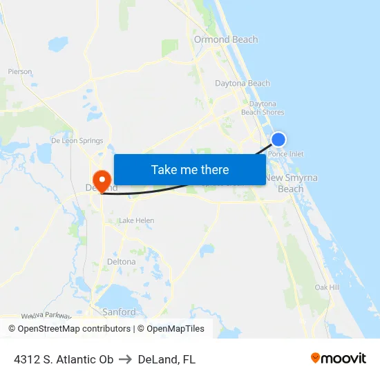 4312 S. Atlantic Ob to DeLand, FL map