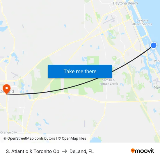 S. Atlantic & Toronito Ob to DeLand, FL map
