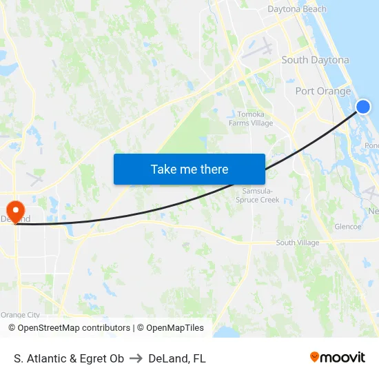 S. Atlantic & Egret Ob to DeLand, FL map