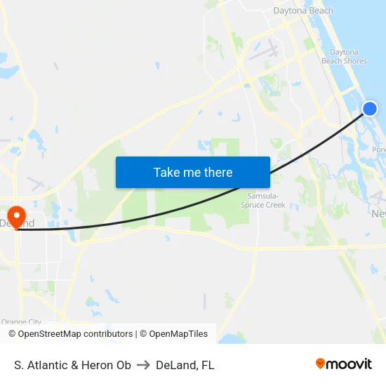 S. Atlantic & Heron Ob to DeLand, FL map